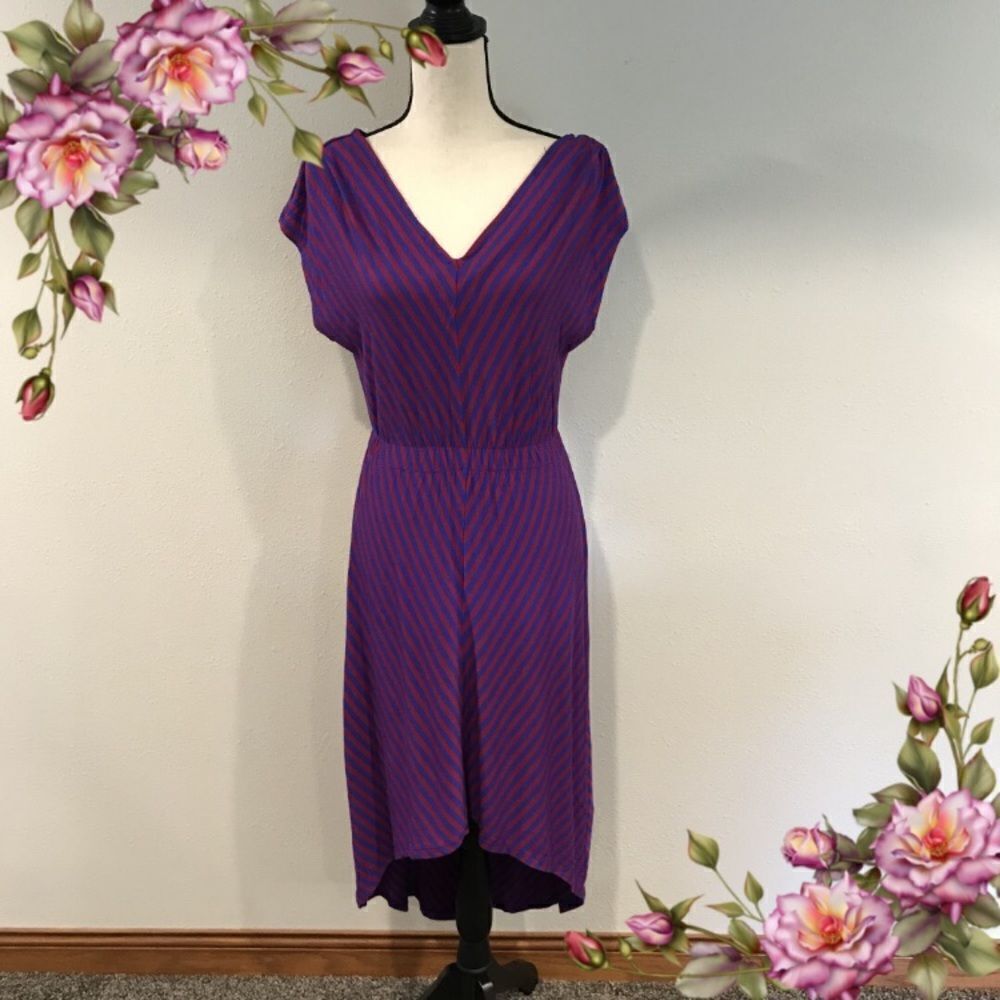Cute magenda‎ and purple striped hi low maxi dress